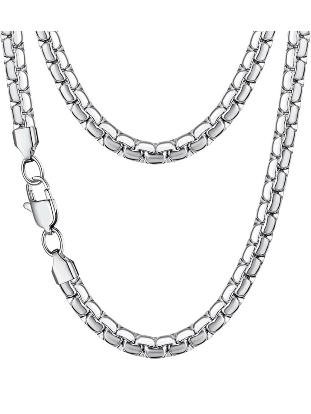 Jewlpire Stainless Steel Box Chain Necklace 16” 4mm Silver Tone New in Box